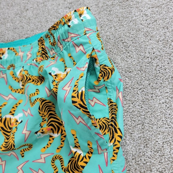 No Boundaries Swimming Trunks Shorts Mens XL Green Tiger King Vibe Lighting - Picture 7 of 11